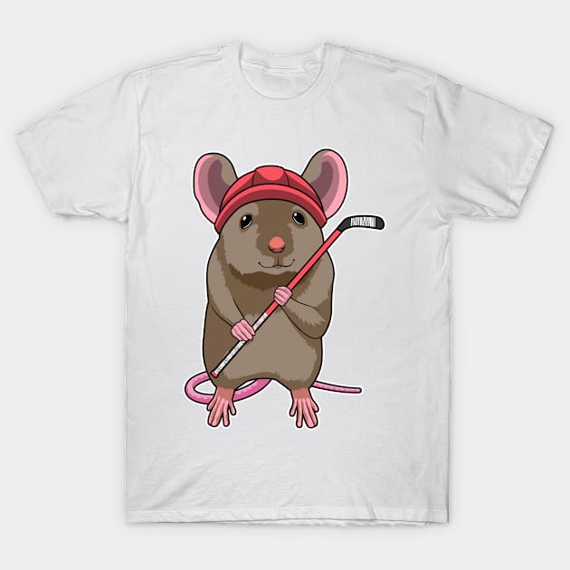 Mouse at Ice hockey with Ice hockey stick T-Shirt by Markus Schnabel